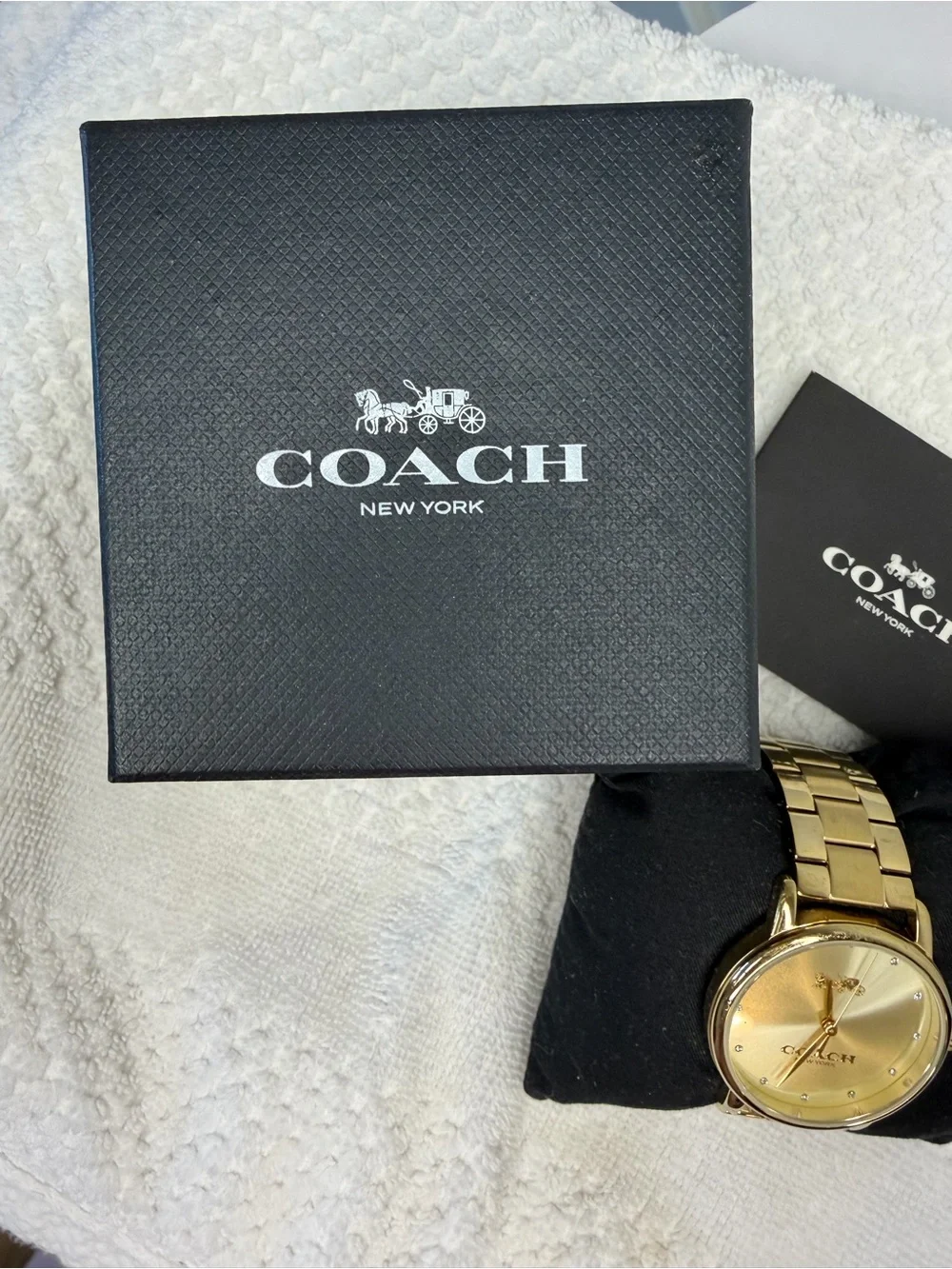 Coach Gold Tone Women's Watch bracket watch with box champagne